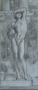 Study for Boy with a Shield, holding a Vase